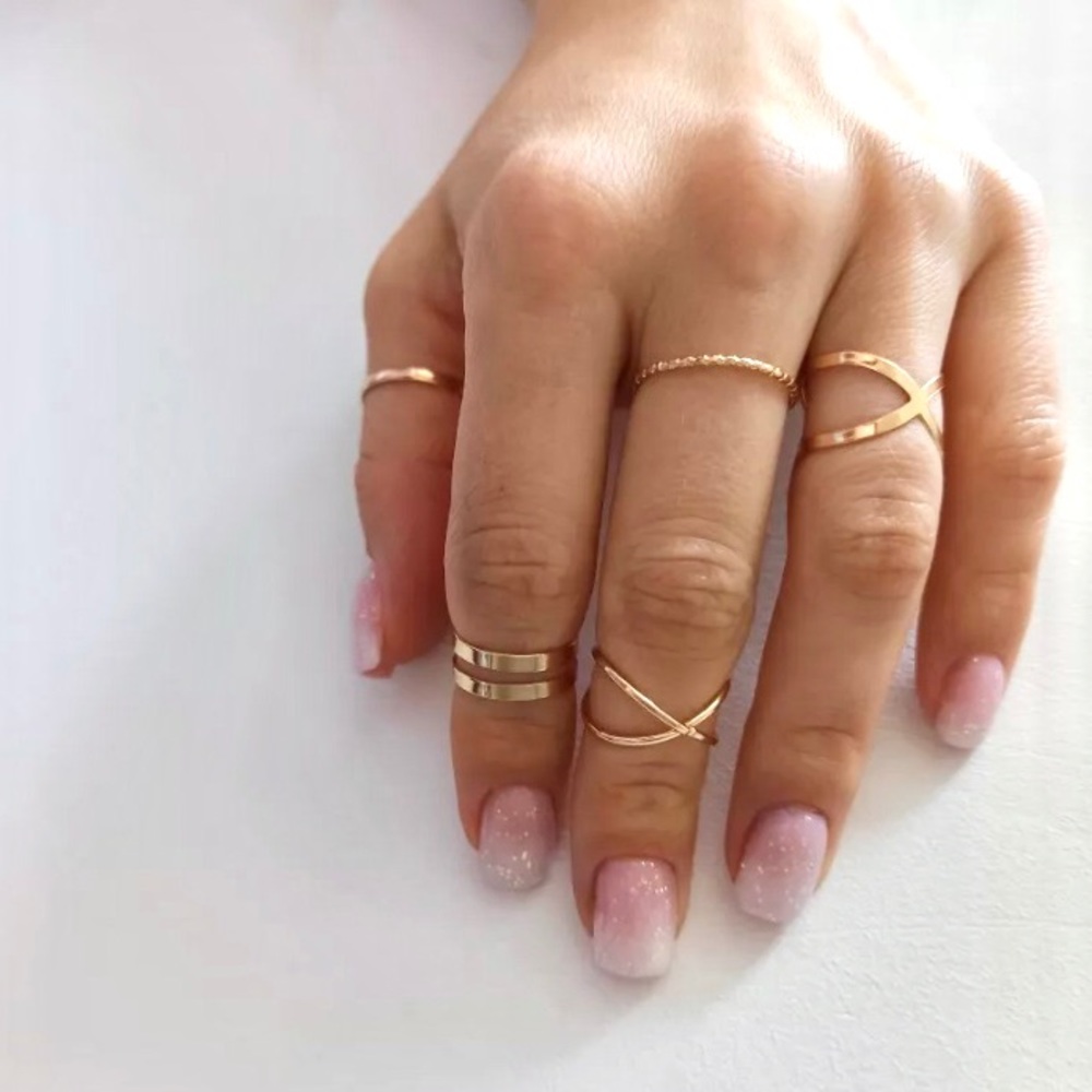 “Diana” Chic Trendy Gold Adjustable Cute Ring Set - Picture 10 of 15